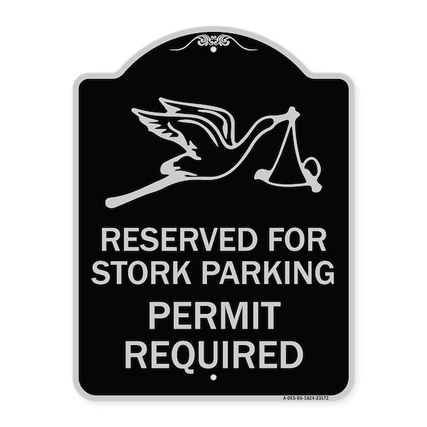 Signmission Reserved for Stork Parking Permit Required W/ Graphic Heavy-Gauge Alum, 24" x 18", BS-1824-23172 A-DES-BS-1824-23172 - main